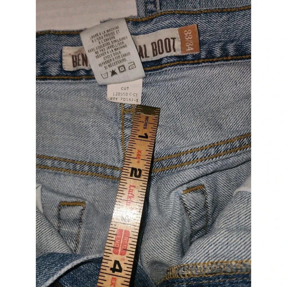 Y2K Aéropostale Men's Light Blue Benton Bootcut Jeans 33x34 Distressed Thrashed